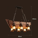Axyaa Industrial Glass & Wood Chandelier - Retro Style for Restaurants, Bars & Coffee Shops