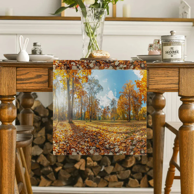 Axyaa Deciduous Sunshine Table Runner: Elegant Dining Table Decor for Kitchen & Weddings