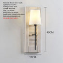 Axyaa French Wood Wall Lamp with Linen Lampshade for Bedroom Decor