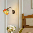 Axyaa Red Blue Glass Wall Lamp Brass E27 Bulb Bedroom Living Room Sconce