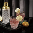 Axyaa Crystal Cocktail Shaker: 17oz Martini Shaker with Metallic Lid & Strainer
