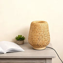 Axyaa Bamboo Woven Bedroom Table Lamp Desk Decoration for Study & Bedside