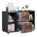 Axyaa 2 Drawer Mobile File Cabinet with Shelves and Rolling Wheels