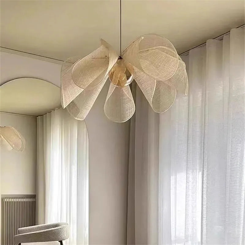 Axyaa Wabi Sabi LED Pendant Lamp: French Fabric Nordic Design for Home and Hotel