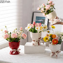 Axyaa Flower Bud Ceramic Vase Set - Aesthetic Room Decor & Table Centerpiece