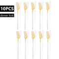 Axyaa White Gold Stainless Steel Dinner Fork Set - 10Pcs Flatware Cutlery Party Kitchen