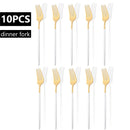 Axyaa White Gold Stainless Steel Dinner Fork Set - 10Pcs Flatware Cutlery Party Kitchen
