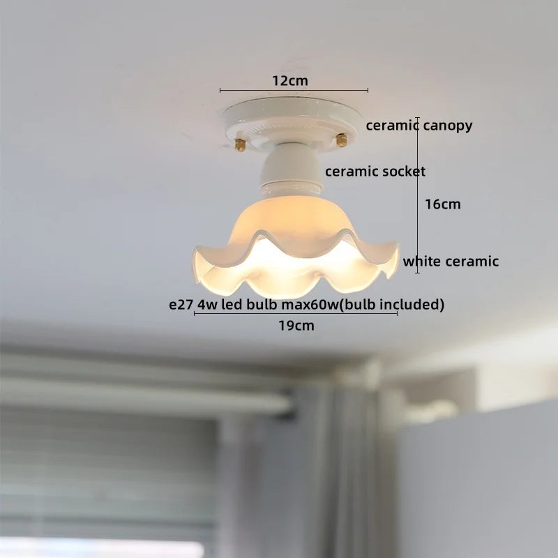 Axyaa Ceramic LED Ceiling Light - Creamy White Nordic Indoor Lamp