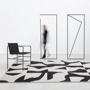 Axyaa Plush Black White Lines Carpet: Modern Luxury Room Decor Rug