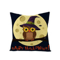 Axyaa Halloween Pillow Cover 45x45 - Pumpkin Owl Cat Spider Sofa Cushion Decor