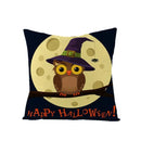 Axyaa Halloween Pillow Cover 45x45 - Pumpkin Owl Cat Spider Sofa Cushion Decor