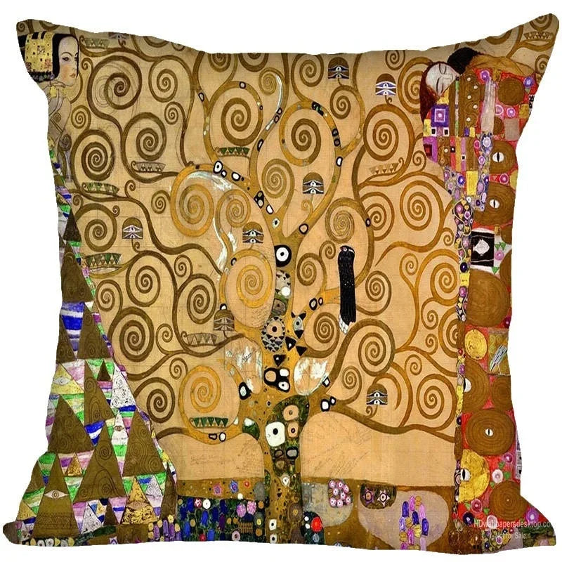 Gustav Klimt Printed Polyester Pillowcase for Home Sofa by Axyaa