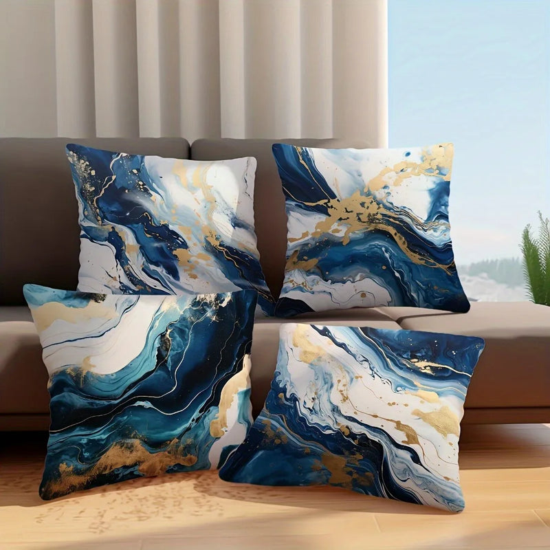 Blue Marble Texture Pillowcase: Axyaa Nordic Style Sofa Cushion Cover