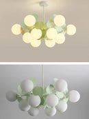 Axyaa Green Bean Molecule Chandelier: Modern French Cream Style for Warm & Romantic Living Rooms