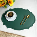 Axyaa PU Placemat Set Luxury Table Pad Set, Black Pink Green Place Mat for Dining Table
