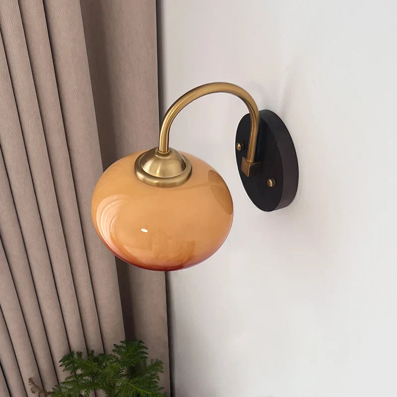Axyaa Round Glass LED Wall Lights Switch for Indoor Luxury Living Room