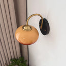 Axyaa Modern Nordic Glass Shade Wood Wall Light Switch Luxury Round Glass