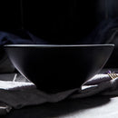 Axyaa Retro Striped Ceramic Soup Bowl 7 Inch Black Deep Noodle Restaurant Specialty