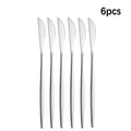 Axyaa 6/30pc Stainless Steel Western Cutlery Set Steak Knife Fork Spoon Coffee Dessert Fork