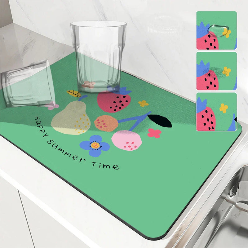 Axyaa Bear Design Absorbent Kitchen Draining Mat