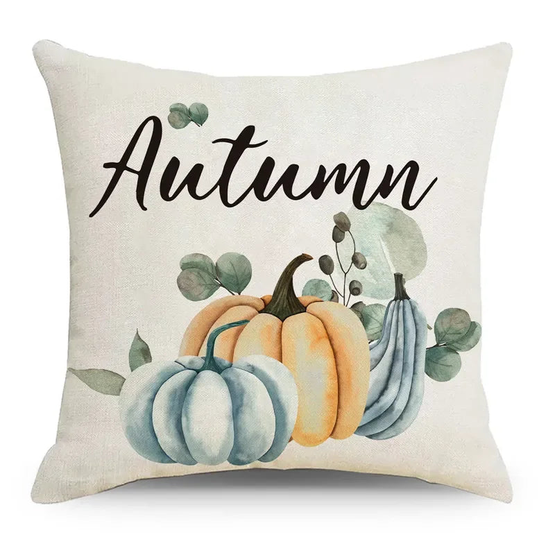 Axyaa Autumn Pumpkin Cushion Cover 18x18 Inches - Modern Thanksgiving Decor Pillowcase