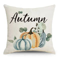 Axyaa Thanksgiving Pumpkin Maple Leaves Linen Cushion Cover for Home Decor