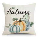Axyaa Thanksgiving Pumpkin Maple Leaves Linen Cushion Cover for Home Decor