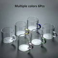 Axyaa Glass Teacup Set, Master Quality, Heat-Resistant, Kung Fu Tea Cup with Handle