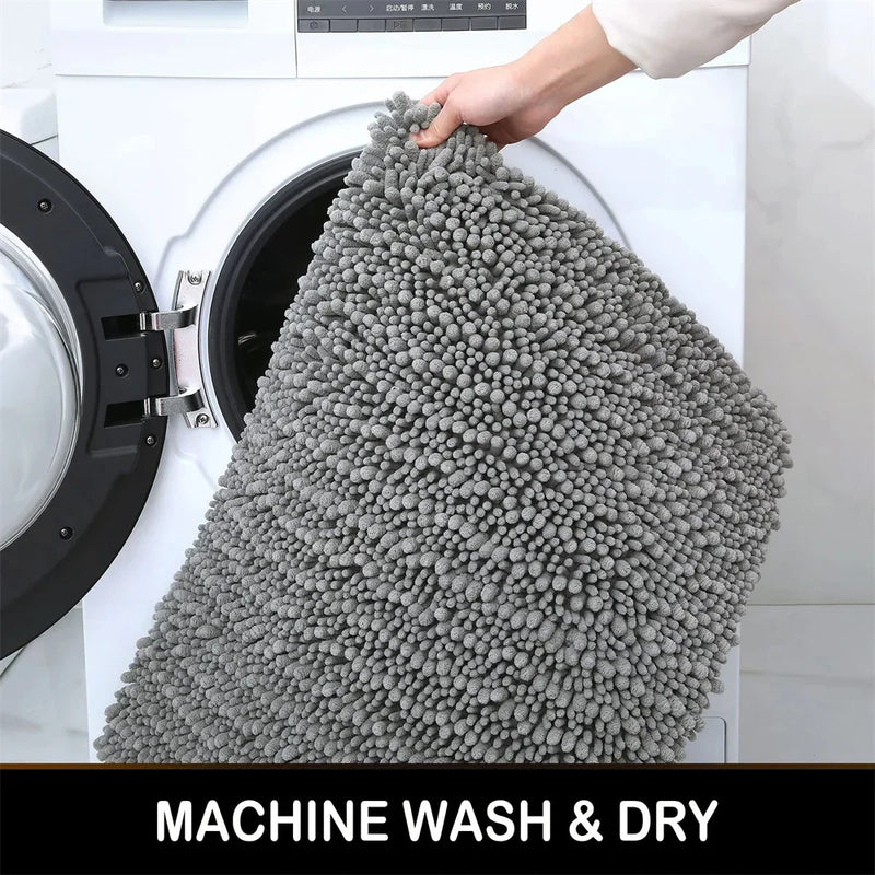 Axyaa Chenille Bath Mat: Soft, Absorbent, Anti-Slip Rug for Bathroom & Shower