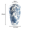 Axyaa Blue White Porcelain Vase Floral Table Decoration Aesthetic Room Decor