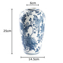Axyaa Blue White Porcelain Vase Floral Table Decoration Aesthetic Room Decor