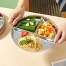 Axyaa 304 Stainless Steel Round Dinner Plate 3 Compartments Stackable Fruit Salad Plates
