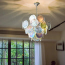 Axyaa Murano Glass Chandelier: Colorful Round Slice Shade Light Fixture
