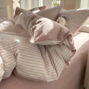 Axyaa Cotton Stripe Bedding Set Ultra Soft Duvet Cover Sheet Pillowcase Set