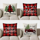 Axyaa Merry Christmas Plaid Trees Pillow Cover for Sofa, Bedroom, Car
