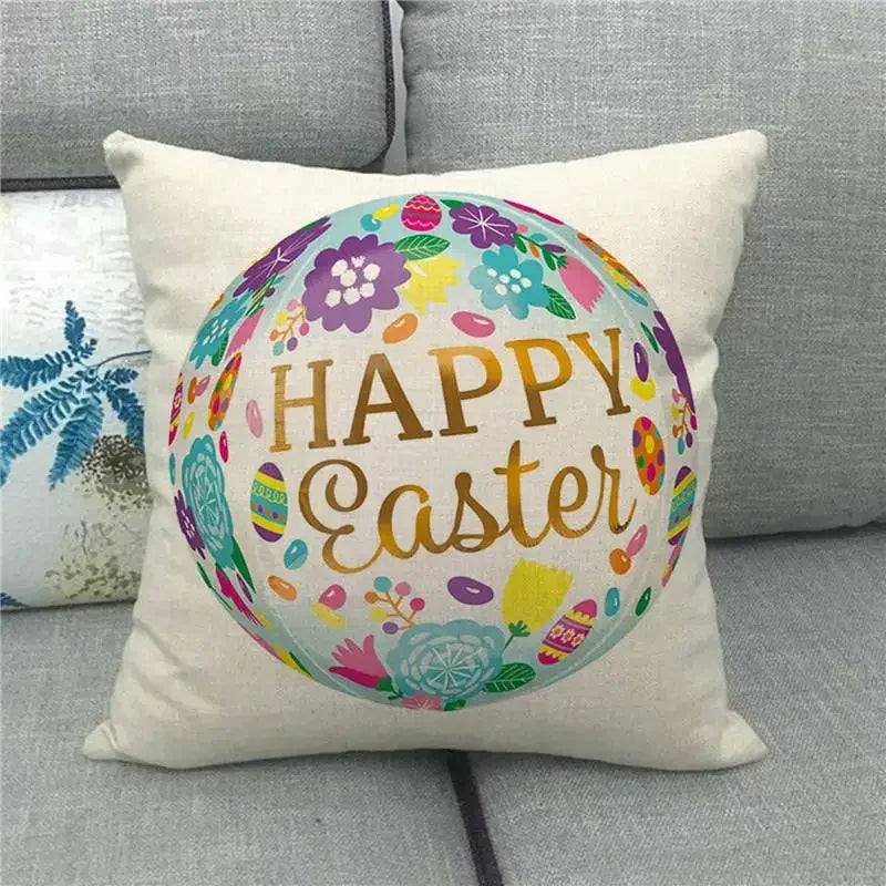Easter Bunny Eggs Printed Pillow Covers 45x45cm - Axyaa Easter Decorations
