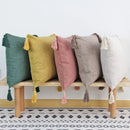 Axyaa Linen Tassel Cushion Cover 45x45cm for Bedroom Sofa and Home Decor