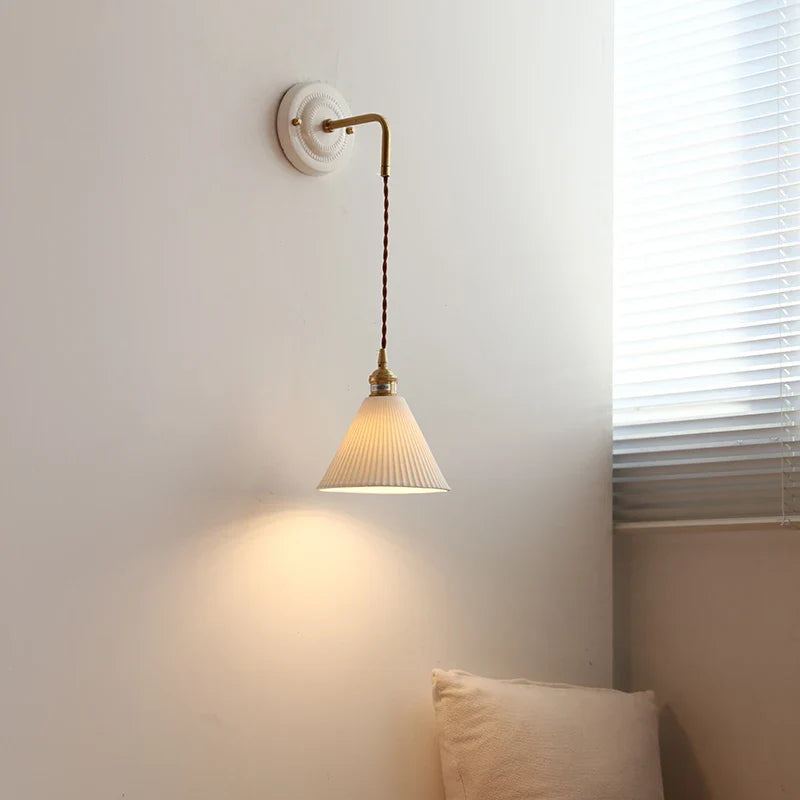 Axyaa Ceramic LED Wall Sconce with Adjustable Copper Arm