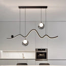 Axyaa Glass Ball Strip Pendant Light - Dimmable Mid Century Chandelier