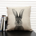 Axyaa African Animal Linen Pillow Cover 45x45cm - Lion, Elephant, Elk Portrait Decor