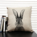 Axyaa African Animal Linen Pillow Cover 45x45cm - Lion, Elephant, Elk Portrait Decor