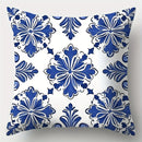 Axyaa Blue & White Patterned Sofa Cushion Covers Set, 17.7" Single-Sided Print