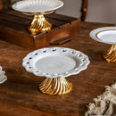 Axyaa Ceramic Dessert Plate Set. High-Footed, European-Inspired Design for Elegant Dining.