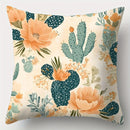 Axyaa Desert Cactus & Floral Print Pillow Covers, 17.7" - Blue, Green, Orange & Pink