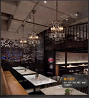 Axyaa Iron Chandelier with Crystals: Retro Loft Globe Lighting for Dining Room & Clothing Store
