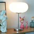 Axyaa White Glass Table Lamp: Minimalist Bauhaus Design, Nordic Style, Silver Iron Frame