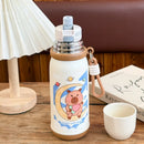 Capibara Thermos Bottle with Straw, Stainless Steel Insulated Kids Cup - Axyaa
