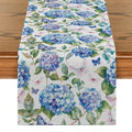 Hydrangea Dragonfly Butterfly Table Runner by Axyaa for Kitchen Dining Living Room