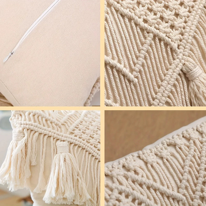 Boho Tassel Cushion Cover 45x45cm for Sofa, Nordic Style Home Decor by Axyaa
