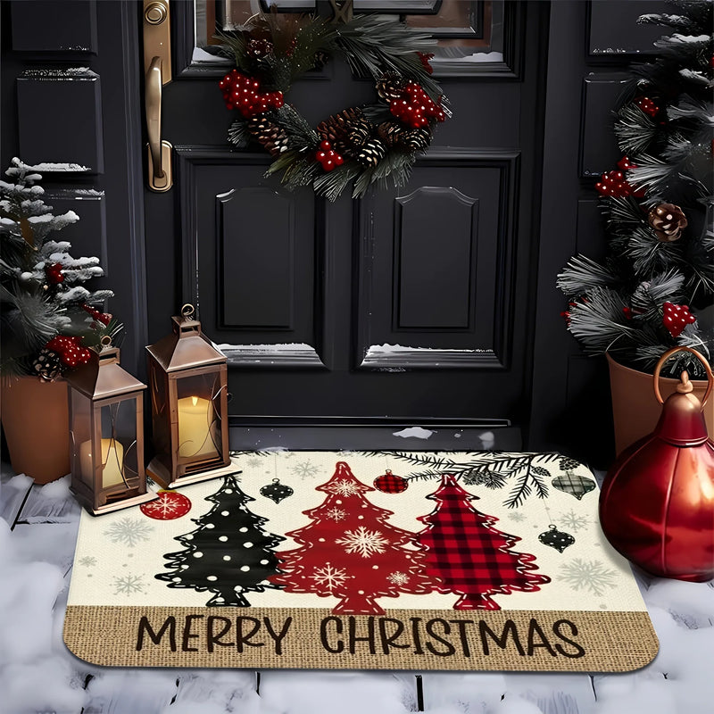 Christmas Tree Printed Non-Slip Floor Mat for Home, Bathroom & Kitchen by Axyaa